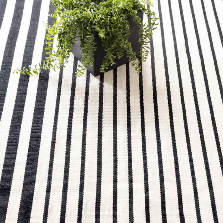 Dash and Albert Rugs Port Flatweave Striped Area Rug in Black/White